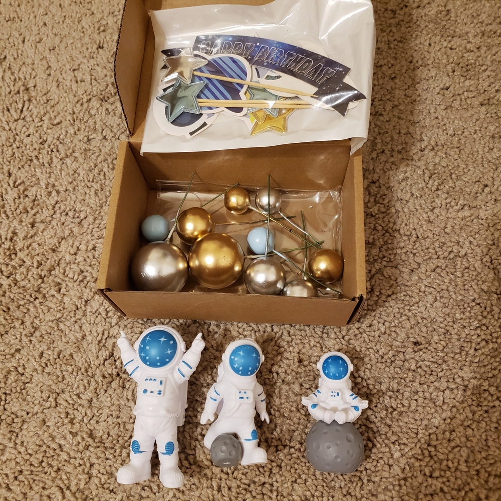 Blue and White Astronaut Kid's Cake Topper